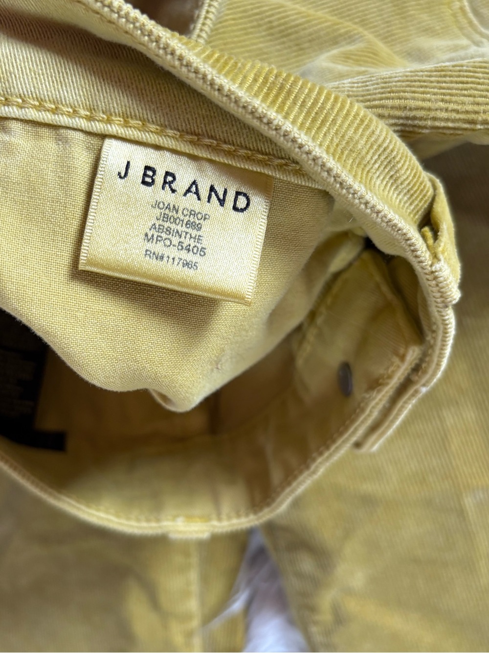 J Brand Joan Crop High Rise Wide Leg Corduroy Jeans Absinthe Yellow Size 27 - Picture 5 of 8